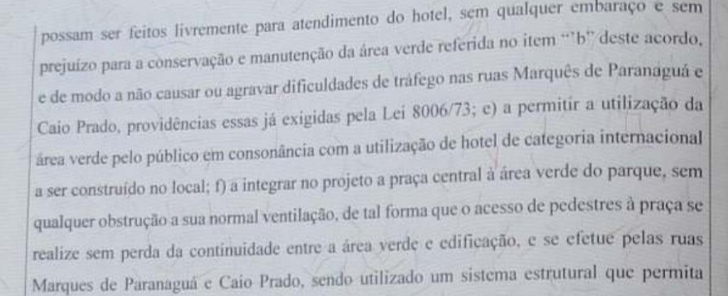 Cláusula "e" na matrícula do terreno destinado ao parque Augusta diz que proprietário deve permitir uso da área verde pelo público